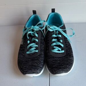 Skechers Black Athletic Sneakers with Teal Accents